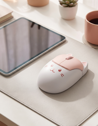 Cute Cat Dual-Mode Wireless Mouse for Computer, Silent 2.4G & Bluetooth Mouse